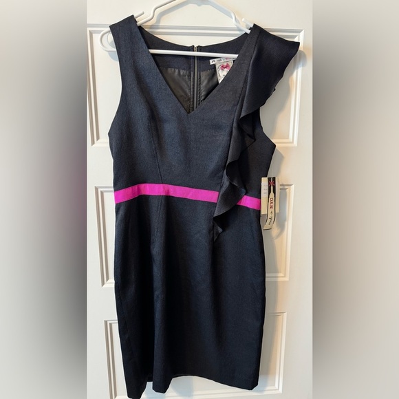 NWT Yoana Baraschi Made in NYC Sheath Dress with Shoulder Ruffle 
Size 8 - Picture 1 of 10